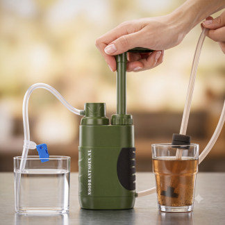 Noodrantsoen.nl leger waterfilter - 3.000Liter met 2 jr garantie - filtert PFAS bacteriën en micro-plastics, werkt zonder stroom- BPA-vrij drinkwater