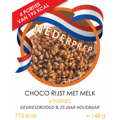 Choco Rijst ontbijt | gevriesdroogd 25jr houdbaar noodrantsoen voor noodpakket