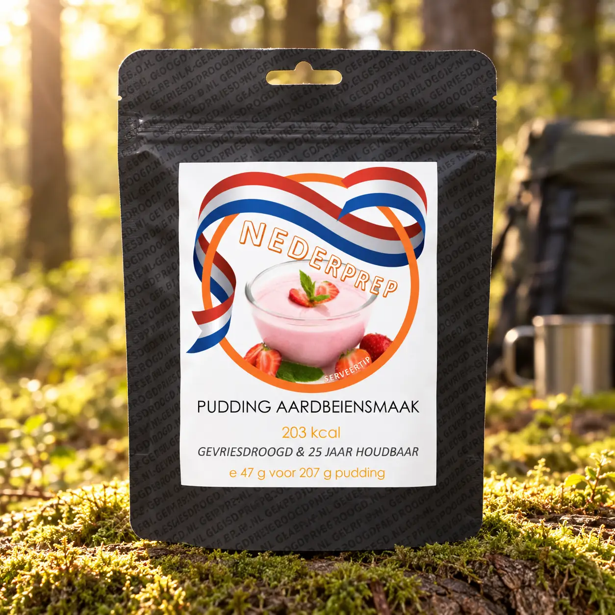 Nederprep pudding met aardbeiensmaak
