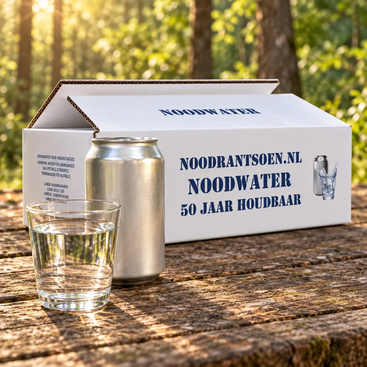 Doos met 8 liter lang houdbaar drinkwater
