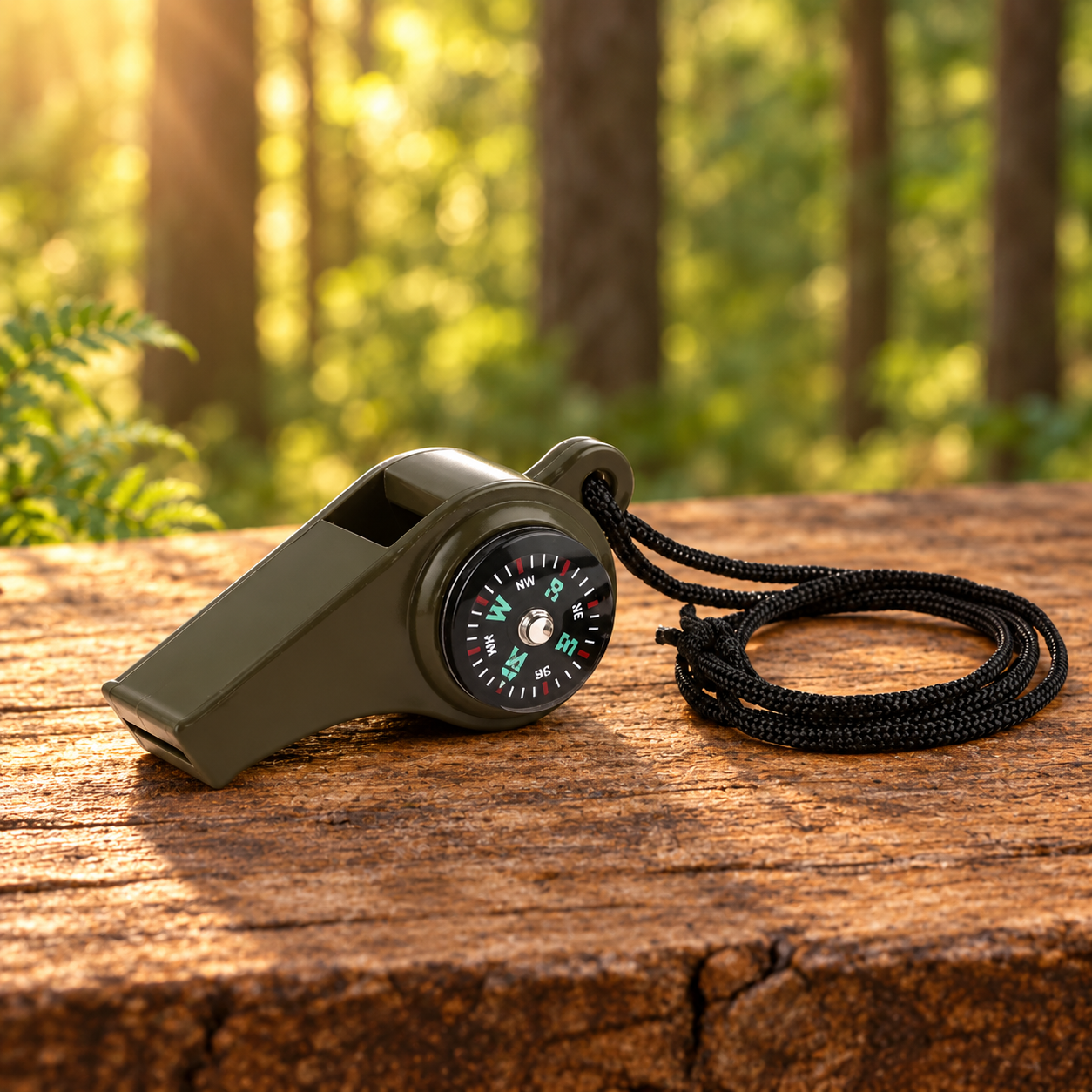 Noodfluit met kompas en thermometer