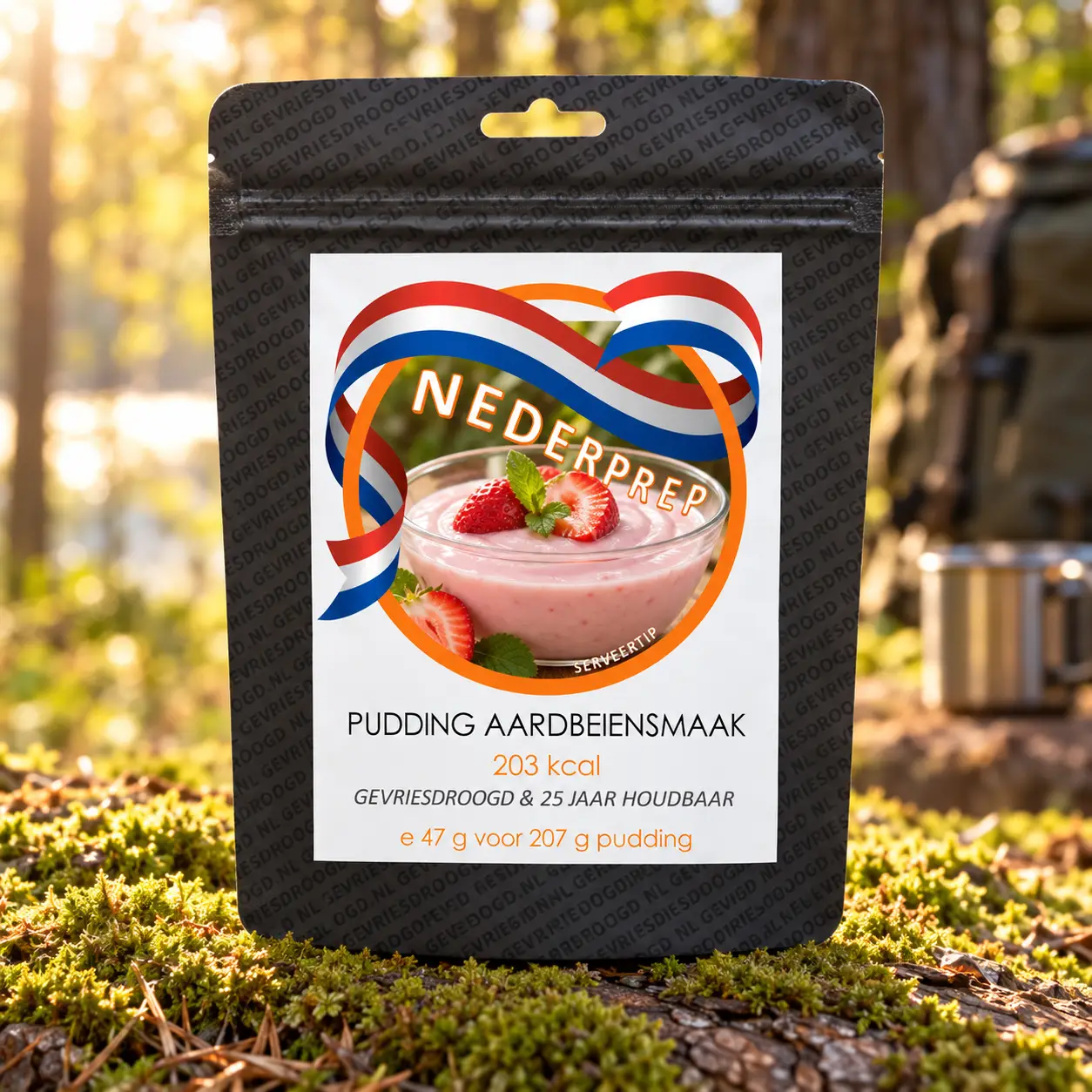Nederprep Pudding met aardbeiensmaak
