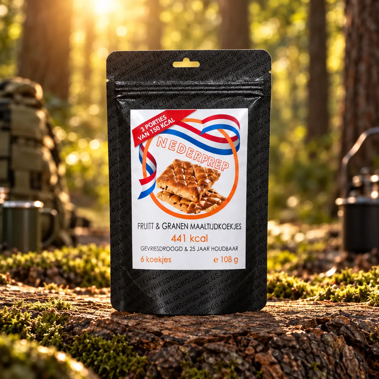 25jr houdbare maaltijdkoekjes | 3 porties (6 koekjes) | gevriesdroogd noodrantsoen