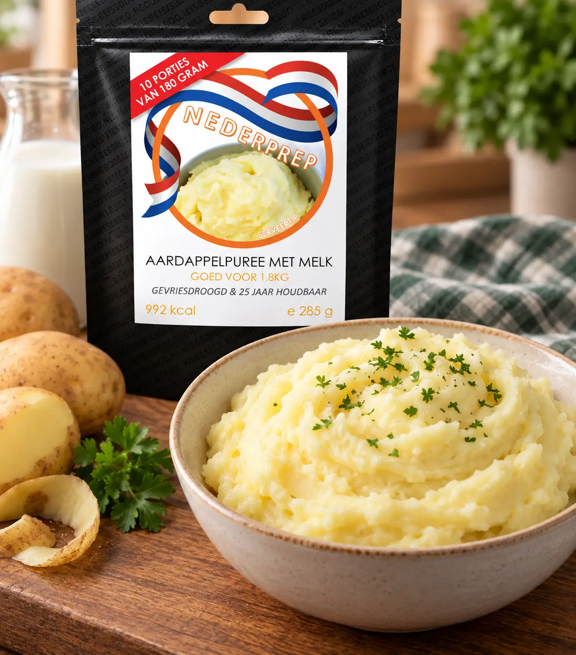 Instant aardappelpuree met melk – serveersuggestie